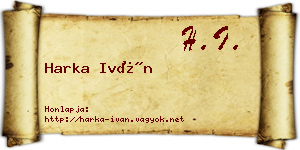 Harka Iván névjegykártya